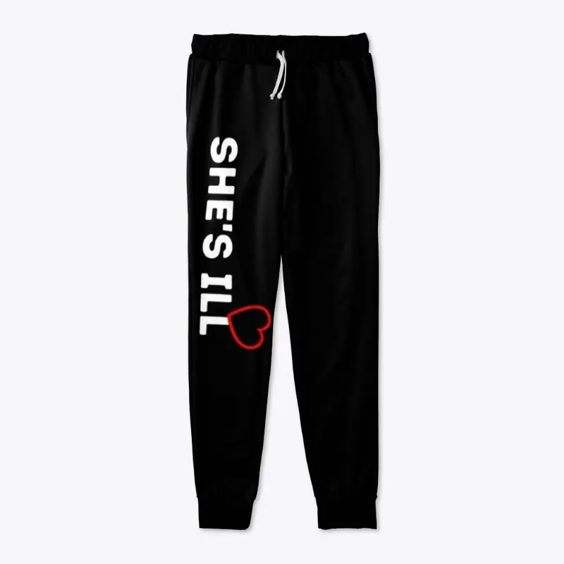 SHE'S ILL WHITE/W RED HEART JOGGERS